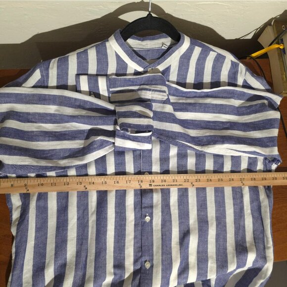 Womens Italian Linen Striped Button Down Shirt XXL Long Italy Old Money Preppy - Picture 7 of 7